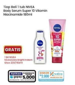 Promo Harga Nivea Extra Bright 10 Super Vitamins & Skin Food Serum 180 ml - Indomaret