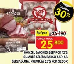 Promo Harga Sumber Selera Bakso Sapi/Hanzel Smoked Beef  - Superindo