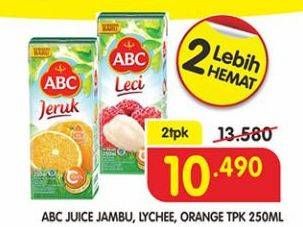 Promo Harga ABC Juice Jambu, Lychee, Orange per 2 pcs 250 ml - Superindo