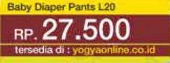 Promo Harga YOA Baby Diapers Pants L20 20 pcs - Yogya