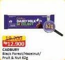 Promo Harga Cadbury Dairy Milk Black Forest, Hazelnut, Fruit Nut 62 gr - Alfamart