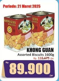 Promo Harga Khong Guan Assorted Biscuit Red Persegi 1600 gr - Hari Hari