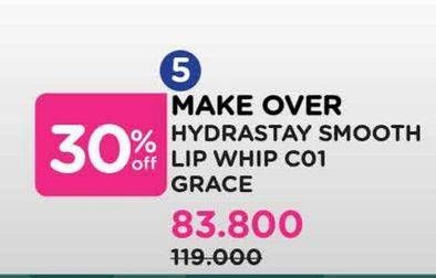 Promo Harga Make Over Hydrastay Smooth Lip Whip C01 Grace 6 gr - Watsons