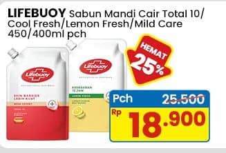 Promo Harga Lifebuoy Body Wash Total 10, Cool Fresh, Lemon Fresh, Mild Care 400 ml - Indomaret