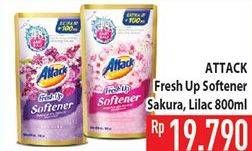 Promo Harga ATTACK Fresh Up Softener Sakura Blossom, Dazzling Lilac 800 ml - Hypermart