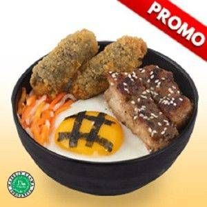 Promo Harga HokBen Super Bowl Blackpepper Miso Chicken + Crispy Nori Chicken  - HokBen