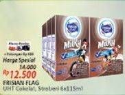 Promo Harga FRISIAN FLAG Susu UHT Milky Chocolate, Strawberry per 6 pcs 115 ml - Alfamart