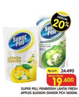 Promo Harga SUPER PELL Pembersih Lantai Apel, Lemon Ginger 1600 ml - Superindo