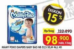 Promo Harga Mamy Poko Perekat Extra Dry NB52, S50, M46, L40  - Superindo