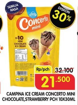 Promo Harga Campina Mini Concerto Strawberry, Chocolate per 10 pcs 30 ml - Superindo