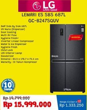 Promo Harga LG GC-B247SQUV Side By Side Refrigerator  - Courts