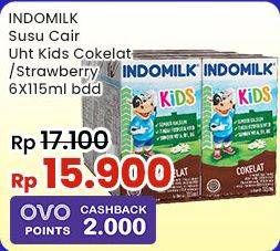Promo Harga Indomilk Susu UHT Kids Cokelat, Stroberi per 6 tpk 115 ml - Indomaret