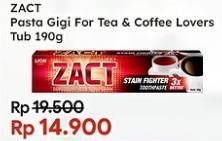 Promo Harga Zact Pasta Gigi untuk Penyuka Teh dan Kopi 190 gr - Indomaret
