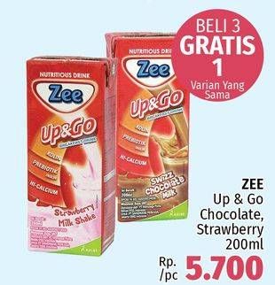 Promo Harga ZEE Up & Go UHT Chocolate, Strawberry 200 ml - LotteMart