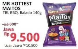 Promo Harga Mr Hottest Maitos Tortilla Chips BBQ Fiesta, Sambal Balado 140 gr - Alfamidi