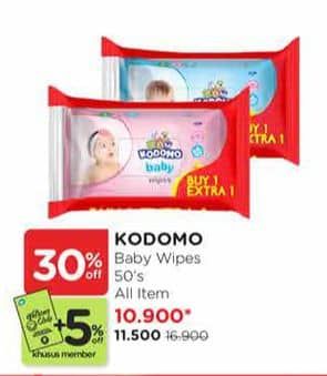 Promo Harga Kodomo Baby Wipes All Variants 50 pcs - Watsons