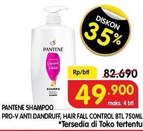 Promo Harga PANTENE Shampoo Anti Dandruff, Hair Fall Control 750 ml - Superindo