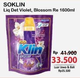 Promo Harga So Klin Liquid Detergent + Anti Bacterial Violet Blossom 1600 ml - Alfamart