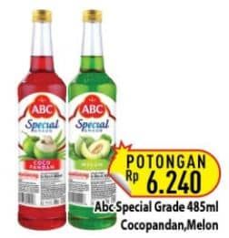 Promo Harga ABC Syrup Special Grade Melon, Coco Pandan 485 ml - Hypermart