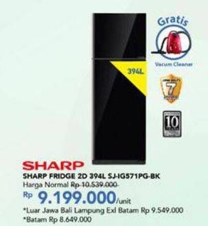 Promo Harga SHARP SJ-IG571PG-BK Refrigerator 2 Door  - Carrefour