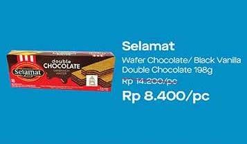 Promo Harga SELAMAT Wafer Black Vanilla, Double Chocolate, Chocolate 198 gr - Alfamidi