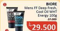 Promo Harga BIORE MENS Facial Foam Double Scrub Deep Fresh, Double Scrub Cool Oil Clear, White Energy 100 gr - Alfamidi