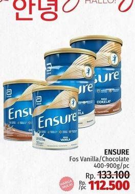 Promo Harga Ensure Nutrition Powder FOS Vanila, Cokelat 400 gr - LotteMart