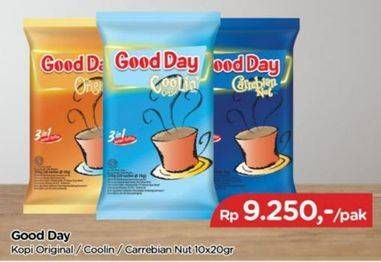 Promo Harga Good Day Instant Coffee 3 in 1 Original, Cooling Coffee, Carrebian Nut per 10 sachet 20 gr - TIP TOP