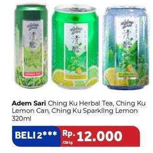 Promo Harga ADEM SARI Ching Ku Herbal Lemon, Herbal Tea, Sparkling Herbal Lemon 320 ml - Carrefour