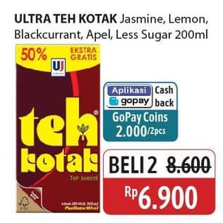 Promo Harga Ultra Teh Kotak Less Sugar, Jasmine, Lemon, Blackcurrant 200 ml - Alfamidi