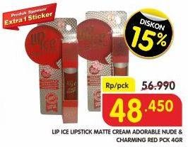 Promo Harga LIP ICE Matte Cream Adorable Nude, Charming Red 4 gr - Superindo