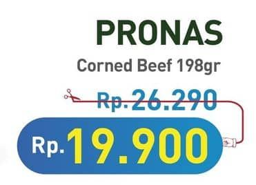 Pronas Corned Beef 198 gr Diskon 24%, Harga Promo Rp19.900, Harga Normal Rp26.290