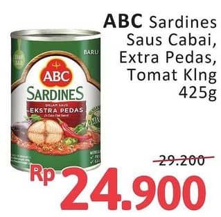 Promo Harga ABC Sardines Saus Cabai, Saus Ekstra Pedas, Saus Tomat 425 gr - Alfamidi