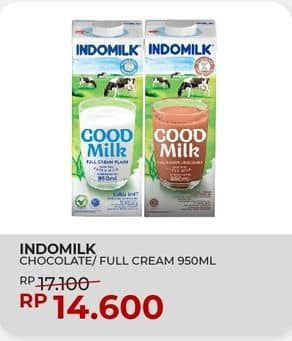 Promo Harga Indomilk Susu UHT Cokelat, Full Cream Plain 950 ml - Yogya