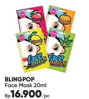 Promo Harga BLING POP Face Mask Aloe Vera, Lemon, Peach, Pumpkin 20 ml - Guardian