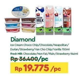 Diamond Ice Cream 700ml dan Fresh Milk 946ml