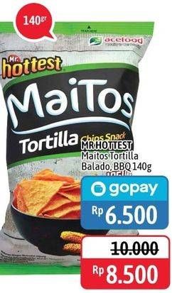 Promo Harga MR HOTTEST Maitos Tortilla Chips Sambal Balado, Jagung BBQ 140 gr - Alfamidi