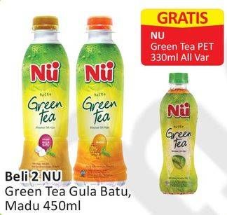 Promo Harga NU Green Tea Gula Batu, Madu per 2 botol 450 ml - Alfamart