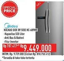Promo Harga MIDEA HC-689 | Refrigerator Side by Side WE 525000 ml - Hypermart