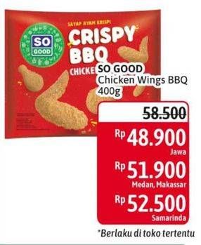 Promo Harga SO GOOD Crispy BBQ Chicken Wings 400 gr - Alfamidi