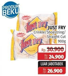 Promo Harga JUST FRY French Fries Crinkle Cut, Shoestrings, Straight Cut 900 gr - Lotte Grosir