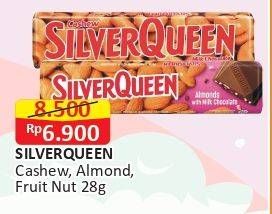 Promo Harga SILVER QUEEN Chocolate Cashew, Almonds, Fruit Nuts 28 gr - Alfamart