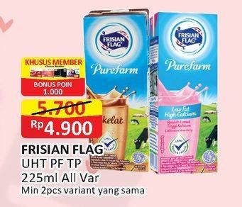 Promo Harga FRISIAN FLAG Susu UHT Purefarm All Variants 225 ml - Alfamart