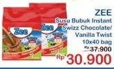Promo Harga ZEE Susu Bubuk Swizz Chocolate, Vanilla Twist per 10 sachet 40 gr - Indomaret