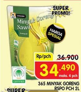 Promo Harga 365 Minyak Goreng Sawit RSPO 2000 ml - Superindo