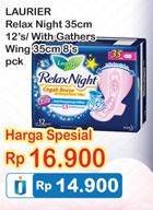 Promo Harga LAURIER Relax Night 35cm 12s / Gathers 35cm 8s  - Indomaret