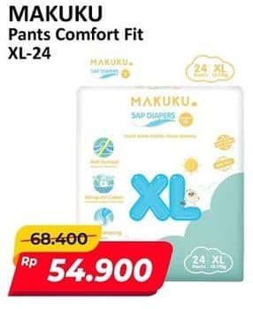 Promo Harga Makuku Comfort Fit Diapers Pants XL24 24 pcs - Alfamart