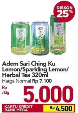 Promo Harga ADEM SARI Ching Ku Herbal Tea, Sparkling Herbal Lemon, Herbal Lemon 320 ml - Carrefour