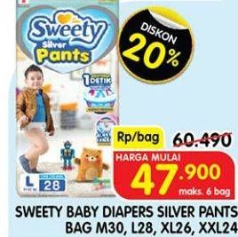 Promo Harga Sweety Silver Pants XXL24, L28, M30, XL26 24 pcs - Superindo