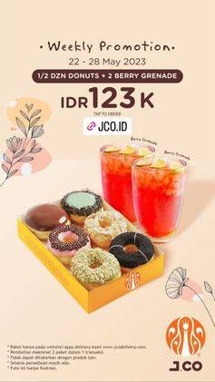 Promo Harga 1/2 Dozen Donuts + 2 Berry Grenade  - JCO